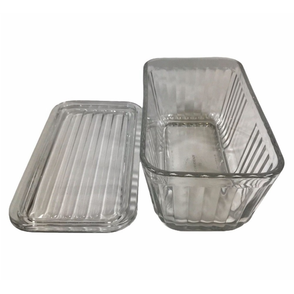 Anchor Hocking 1932 Vintage Design 8.5” Ribbed Clear Glass Fridge Dish with Lid - Picture 7 of 7